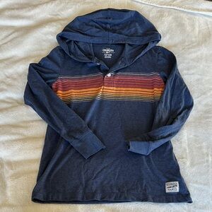 OshKosh B'gosh Navy LS hooded shirt with Rainbow Stripes